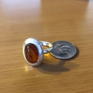 Silver and Amber Ring